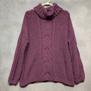 Seven7 Sweater Cowl Neck Chenille Turtleneck Knit Fisherman Cable Knit Cozy